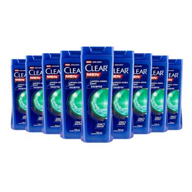Imagem de Shampoo Clear Men Anticaspa 2 Em 1 Limpeza Diária Minerais Oceânicos Bio Booster 200ml (Kit com 9)