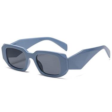 Imagem de Óculos de Sol Vintage Retangulares Para Mulheres Homens Designer Colorido Óculos de Sol Moda Feminino Óculos De Sol UV400,azul cinza,AS