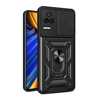 Imagem de MOONCASE Case Resistente Choques PC Choques Protetor de Câmera Deslizante com Suporte de Anel Magnético d Metal para Xiaomi Poco F4/Redmi K40S 6.67" -Preto