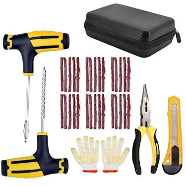 Imagem de CAIHANV Kit de reparo de pneu de carro, kit de plugue de pneu profissional resistente, adequado para motocicleta, carro, trator e outro pneu interno sem câmara de ar reparo rápido