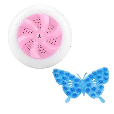 Imagem de Mini m¨¢quina de lavar port¨¢til, m¨¢quina de lavar 5.1in, 3 em 1 limpeza usb m¨¢quina de lavar turbo alimentada por ultra-som com ventosas, m¨¢quina de lavar lou?a para pia, viajar, acampar(Pink), Mi