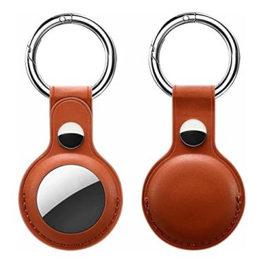 Imagem de Chaveiro Case Couro Proteção Capa Compatível com AirTags (Marrom)
