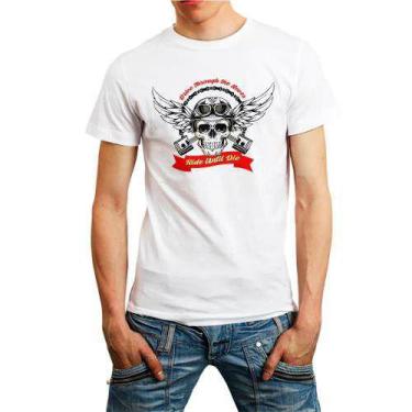 Imagem de Camiseta Camisa Skull Caveira Moto Harley Davidson Barato - Vetor Cami