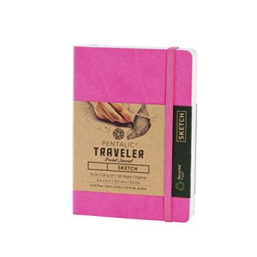 Imagem de Pentalic Caderno de bolso Traveler, 10 x 15 cm, rosa brilhante