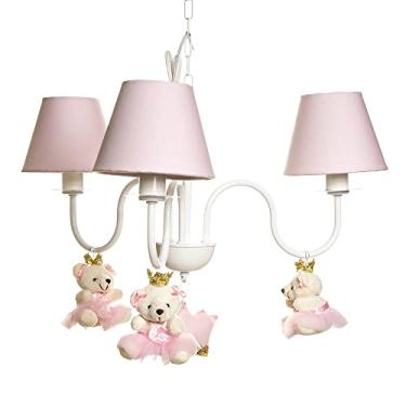 Imagem de Potinho de Mel Lustre com 3 Lâmpadas Simples com 3 Ursinhas Princesas, Quarto Bebê Infantil Menina