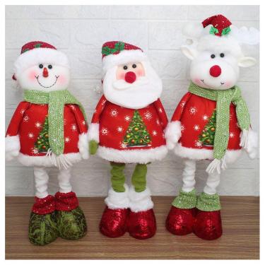 Imagem de Decoração Trio Natal Papai Noel Boneco De Neve E Rena Perna Ajustável 45cm