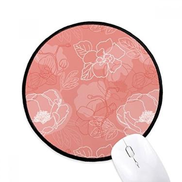 Imagem de DIYthinker Linha de plantas de flores padrão peônia mousepad desktop escritório tapete redondo para computador