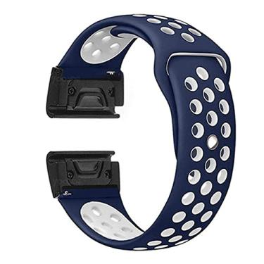 Imagem de KAPPDE 26 22mm Sport Watch Band Straps para Garmin Fenix 7 7X Quick Release Strap Silicone Pulseira (Cor: Azul Branco, Tamanho: 22MM Fenxi 7)