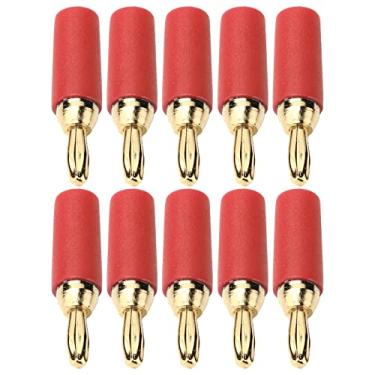 Imagem de 10 Unidades de Plugue Banana 2,5 Mm Ouro Plugue Banana Plugue Banana Banhado a Latão Tipo de Solda Conector Macho Kit de Acessórios (Vermelho)