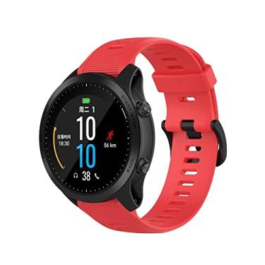 Imagem de HAZELS Pulseiras de relógio para Garmin Forerunner 945 935 Fenix 5 Plus quatix5 Pulseira de relógio inteligente de silicone esporte ao ar livre 22mm Pulseira Correa (Cor: Vermelho, Tamanho: Forerunner 945)