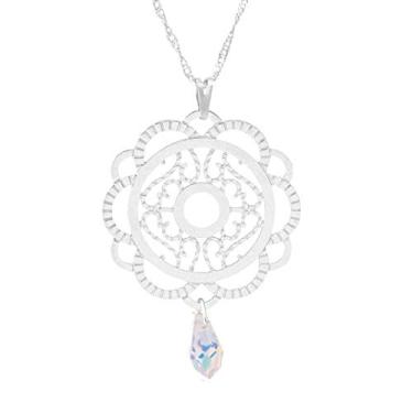 Imagem de Colar Mandala 33mm com Pinguinho - Sunshine Cristais Cor:Prata