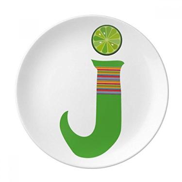 Imagem de J Alfabeto Prato Decorativo de Porcelana Fruta Laranja Decorativo Prato de Jantar
