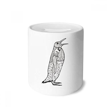Imagem de DIYthinker Lindo pinguim animal retrato esboço caixa de dinheiro caixa de cerâmica porta-moedas presente de cofrinho