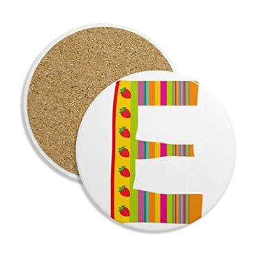 Imagem de Caneca de porta-copos com estampa de frutas e morango E com pedra absorvente de proteção de mesa