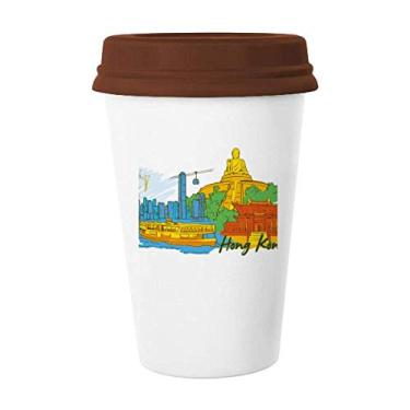 Imagem de China Hong Kong Victoria Caneca de aquarela copo de cerâmica copo de café bebendo vidro