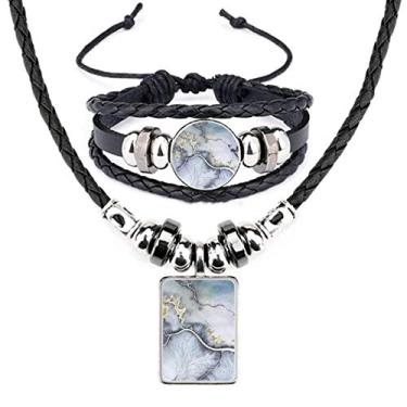 Imagem de Conjunto de joias de pulseira de couro aquarela abstrata com sombreamento