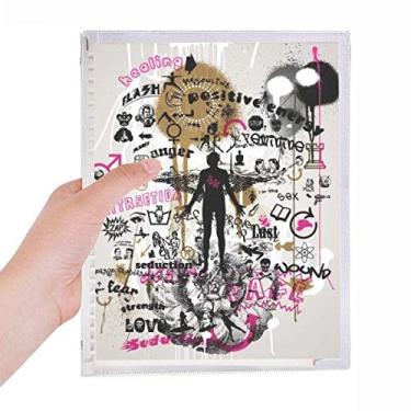 Imagem de Caderno Graffiti com estampa humana de flores de rua, diário de folhas soltas recarregável