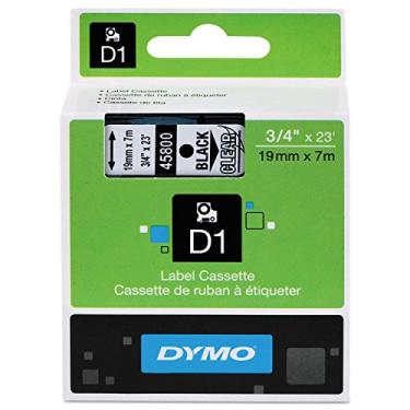 Imagem de DYMO 45800 D1 Fita de etiqueta removível de poliéster de alto desempenho, 1,9 cm x 23 m, preta transparente