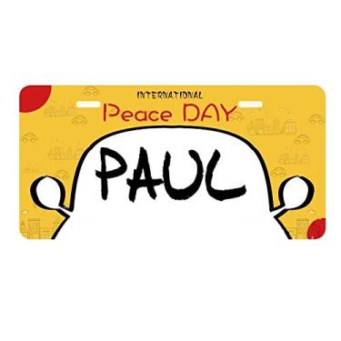 Imagem de DIYthinker Placa de licença Paul com caligrafia especial para decoração de carro, dia da paz