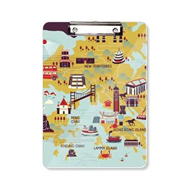 Imagem de Mapa de Hong Kong Sightseeing China prancheta pasta, bloco de notas placa de apoio A4