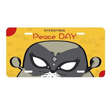 Imagem de DIYthinker Placa de carro Black Cat Head Happy Carnival of Venice Placa de carro Decoração Dia da Paz