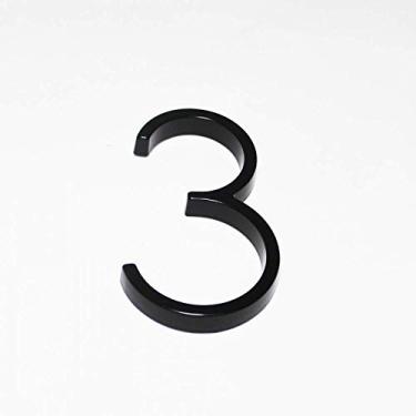 Imagem de Número de casa flutuante 3D preto de 12,7 cm 0-9 alfabeto moderno AB número de porta para casa ao ar livre, placa de sinalização, liga, durável, à prova de intempéries