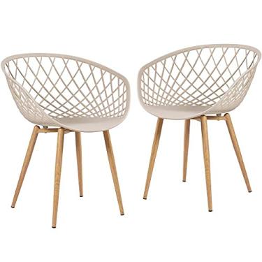 Imagem de Loft7, Kit 2x Cadeiras Clarice Nest Sidera com Apoio de Braços, Sala Cozinha e Lazer, Polipropileno e Metal - Nude