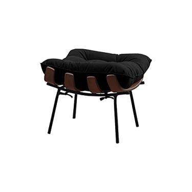 Imagem de Puff Decorativo Sala de Estar Abel Base de Madeira Preto Veludo Preto - Gran Belo