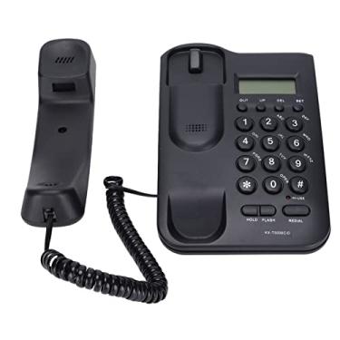 Imagem de Telefone fixo de mesa, telefone com fio sem as mãos, identificação de chamadas, telefone com fio montado na parede, design de botão e despertador, alto-falante embutido e função de rediscagem (preto)