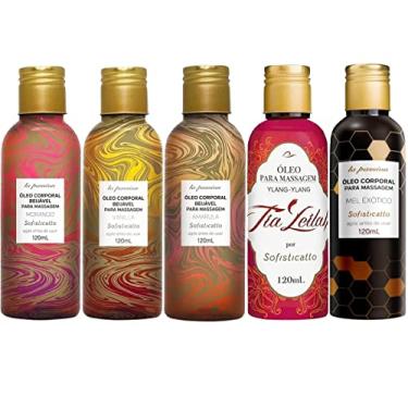 Imagem de Kit 5 Óleos De Massagem Corporal Relaxante Beijavel Sabores