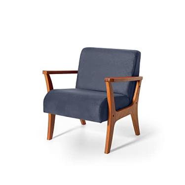 Imagem de Poltrona Estofada em Madeira Maciça Cléo Azul – Straub Web