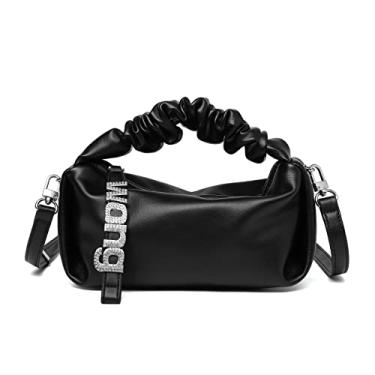 Imagem de Bolsa de ombro pequena para mulheres, bolsa tiracolo macia, bolsa de mão, bolsa de mão leve, Preto, Small