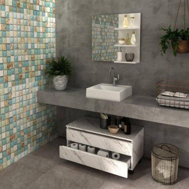 Imagem de Gabinete Rodizio para Banheiro com Espelheira 80cm Branco