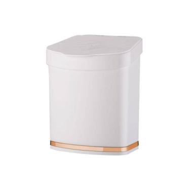 Imagem de Lixeira Em Plástico Eleganza 2,5L Future Branco E Rose Gold