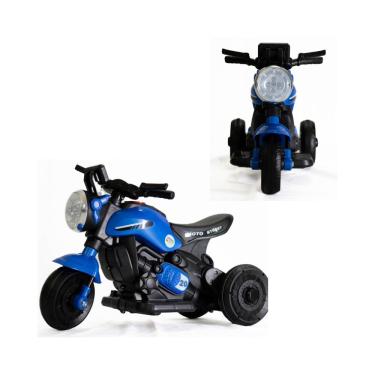 Imagem de Mini Moto Infantil Elétrica 3 Rodas Com Pedal Triciclo Passeio 6V A Bateria Recarregável Até 25kg Bivolt Motoca Scooter Motocicleta Som e Luzes Azul Dia das Crianças - Baby Style