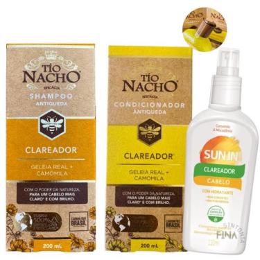 Imagem de Kit Shampoo Condicionador 200ml Tio Nacho Clareador Antiqueda Sun In P