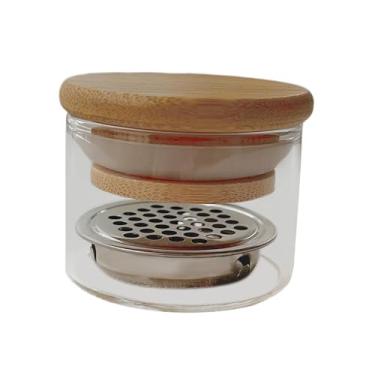 Imagem de harayaa Dappen prato de lantejoulas para unhas, copo de lavagem com tampa para cuidados com manicure, recipiente de copo de vidro para unhas