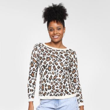 Imagem de Blusa Tricô Mercatto Animal Print Onça Feminina-Feminino