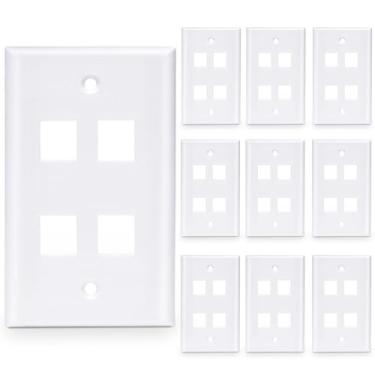 Imagem de Placa de parede Cat6 Cat5e Ethernet com 10 unidades (1/2/3/4/6 portas - para escolher), 4 Port