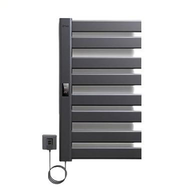 Imagem de Toalheiro elétrico para casa com temporizador montado na parede aquecimento inteligente de fibra de carbono trilhos de secagem em temperatura constante para banheiro doméstico, preto, 815 x 475 mm