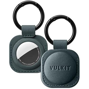 Imagem de VULKIT Chaveiro compatível com Apple AirTag, capa protetora de couro com porta-chaves, acessórios para chave ou Lungage (azul marinho)
