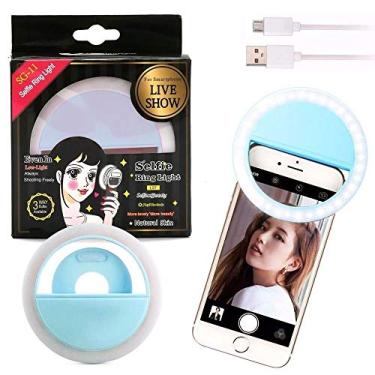 Imagem de Luz de Selfie Ring Light Anel Led Flash Celular Tablet Smartphone Recarregável Azul