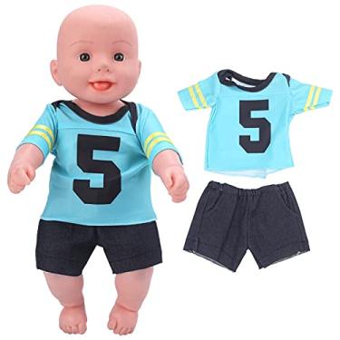 Imagem de Roupas de boneca, tecido de pano, roupas de bonecas recém-nascidas para o lar para estúdio de arte(QD18-049 No. 5 Camiseta masculina)