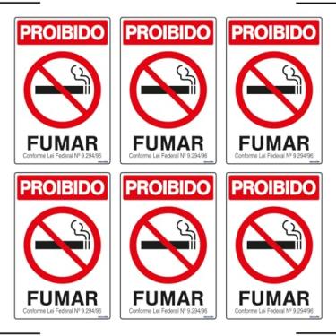 Imagem de Combo 6 Placas De Sinalização Proibido Fumar 20x30 Ekomunike - P-5 F9e