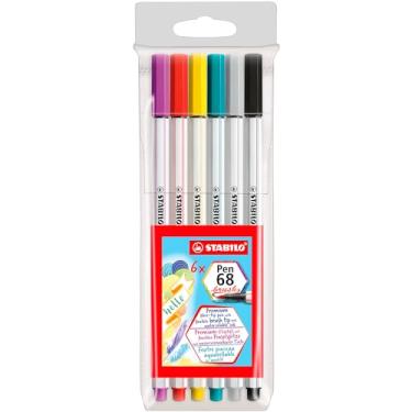 Imagem de Caneta Brush Premium – STABILO Pen 68 brush – Estojo com 6 unidades – Em 6 cores