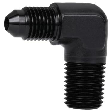 Imagem de Podavelle 4AN macho flare para tubo NPT 1/4 macho 90 graus adaptador de encaixe de cotovelo União Alumínio Preto