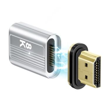 Imagem de HESKUL Acoplador magnético HDMI 8K @60Hz HDMI fêmea para macho adaptador HDMI 2.1 conector extensor 3D compatível com HDTV Roku Stick Chromecast cabo HDMI laptop, PC, prata