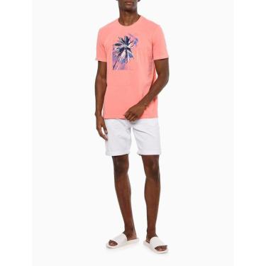 Imagem de Camiseta Calvin Klein Masculina Palm Tree Colors Pêssego - CM3PC01TC290-0220-Masculino