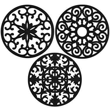 Imagem de GASARÉ, Extra Grande, Espesso, Descansos de Panelas de Silicone de 25.4 cm para Pratos Quentes, Panelas e Frigideiras, Descansos Quentes para Bancadas, Conjunto de 3, (Preto)