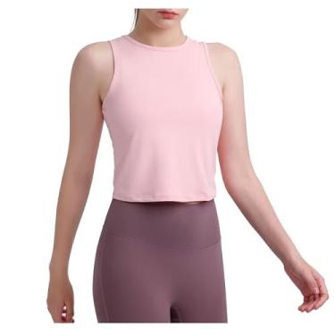Imagem de Legou Camiseta feminina sem mangas linda nas costas respirável colete de ioga fitness corrida regata esportiva, rosa, G